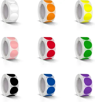 Image de Autocollants ronds de 25 mm, 4500 pièces, adhésifs, 9 couleurs, pour l'organisation et l'étiquetage