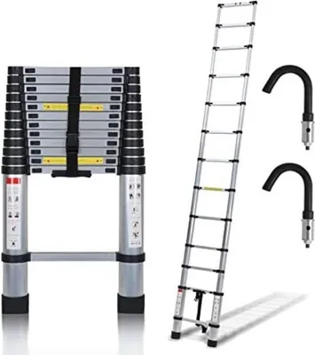 Obrázok produktu pre Hliníkový teleskopický rebrík – dvojstĺpový rebrík s odnímateľným poťahom, strieborný