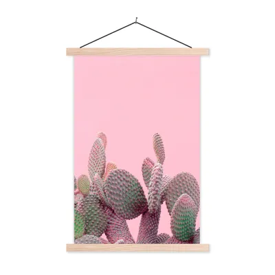 Produktbild von MuchoWow® Textilposter Kaktus - Pflanzen - Sommer 60x90 cm mit holzfarbenen Rahmen - Textil