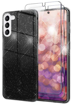 Image de Glitter Hybrid Silicone Housse pour Samsung Galaxy S23, 2x Protecteur d'écran Noir