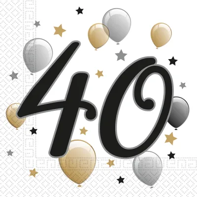 Image de Serviette anniversaire 40 motifs 20 pièces
