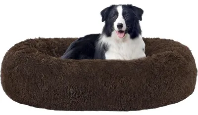 Produktbild von Hundebett rund orthopädisch kuschelig waschbar 90 cm Ø Braun