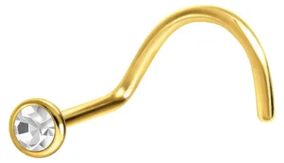 Produktbild von Nasenpiercing, Nasenstecker Chirurgenstahl Nasenstecker Spirale FLACHER KRISTALL Gold | Kristall: Kristallklar Stabstärke: 0,8 mm