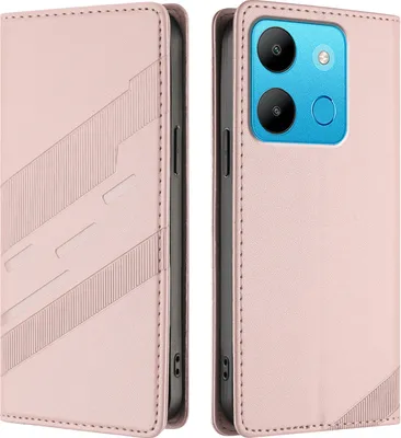 Produktbild von Hülle für Tecno Pop 7/Pop 7 Pro/Spark Go 2023/Infinix Smart 7, Kunstleder Brieftaschen Handyhülle mit Kartenfach und Standfunktion Pink