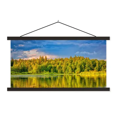 Produktbild von MuchoWow® Textilposter Wasser - Natur - Wald 120x60 cm mit schwarzem Rahmen - Dekoration Schlafzimmer