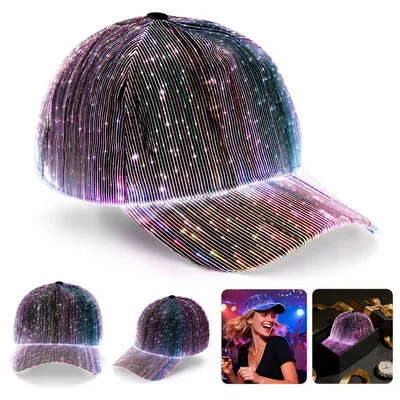 Produktbild von LED Leuchtbaseballkappe, wiederaufladbare Faserlicht Kappe mit 7 Farben & 5 Blinkmodi, für Festival, Party, Nachtclub, Uni Erwachsene