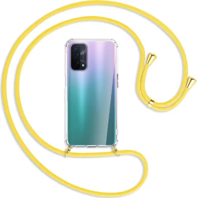 Produktbild von Handykette Backcover-Schutzhülle mit Band (Metall goldfarben) für Oppo A54 5G / A74 5G (CPH2197) - gelb