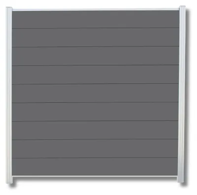 Produktbild von WPC Zaun Komplettset Sichtschutzzaun Gartenzaun Alupfosten Anthrazit 180x180 cm 1 Zaun + 2 Pfosten