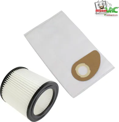 Produktbild von MisterVac 5 Stück Staubsaugerbeutel + Filter kompatibel mit Nilfisk Buddy II 12 Prof.