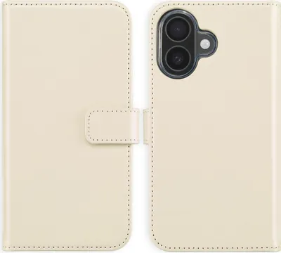 Produktbild von Selencia Echtleder Klapphülle iPhone 16 - Greige