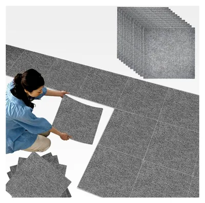 Produktbild von 12 Stück Selbstklebende Teppichfliesen, 30 x 30 cm Rutschfeste Teppich Klein, Dunkelgrau Waschbare Auslegware, Verschleißfester Kleiner Teppich für Zuhause und Büro