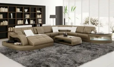 Image de Canapé D’Angle Gris En U + Table Basse