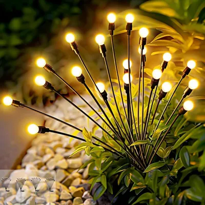 Solar-Gartenleuchten, 4 Stk., 8 LED, warmweiß, wasserdicht, für Außen