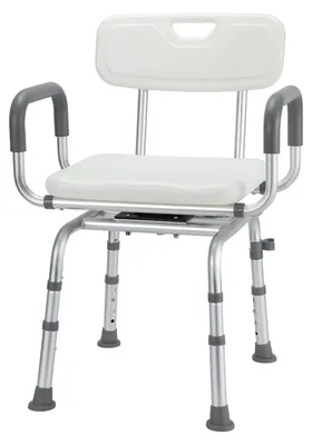 Immagine prodotto di Sedia da doccia regolabile in altezza con schienale e braccioli, altezza da 40 a 48 cm