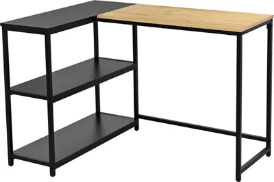 Produktbild von SchmitEckschreibtisch t - 110x80x76cm - mit Stauraum - Eiche Nachbildung/schwarz
