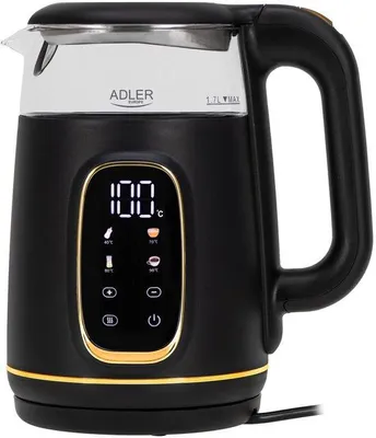 Productafbeelding van glazen elektrische waterkoker met temperatuurregeling – 1,7 L – LED-display en touchbediening – 5 temperatuurprogramma’s – warmhoudfunctie – 2200 W