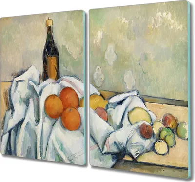 Produktbild von Coloray Schneidebrett Herdabdeckplatte 2x30x52 cm Kochplattenabdeckung Hackbrett Küchenbrett - Flasche und Obst