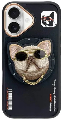 Produktbild von NIMMY case GLASSES COOL DOG kompatibel mit MagSafe für IPHONE 16 schwarz