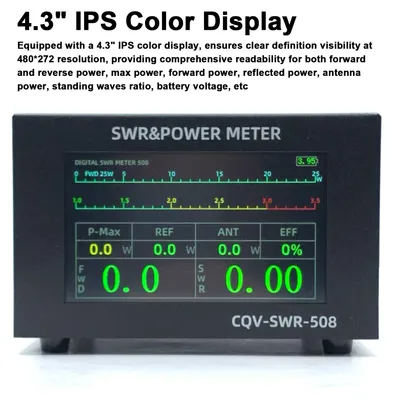 Image de tOSmètre numérique haute puissance 200W avec fréquence 1.8-54Mhz Ecran couleur IPS 4.3 pouces Arrêt automatique et capacités de réglage fin