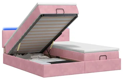 Produktbild von vidaXL Ottoman-Bett mit Matratze und LED Rosa 180 x 200 cm Samt