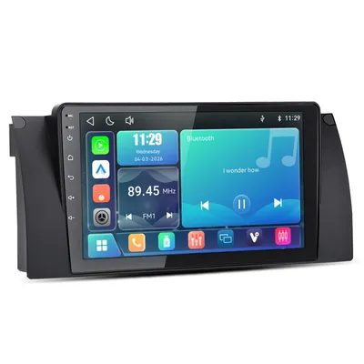 Immagine prodotto di Autoradio Linux Plug & Play da 9 pollici per BMW Serie 5 (E39), X5 (E53), Serie 7 (E38), con CarPlay wireless, Android Auto, Bluetooth, FM, controllo al volante (SWC), Wi-Fi, 2DIN e USB, con processore DSP