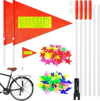 Productafbeelding van Fietsvlaggen - Set van 2 - Reflecterend - Met spaakdecoratie