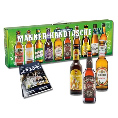 A gift box of 12 different beers with a booklet on beer tasting.