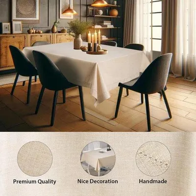Immagine prodotto di Elegante tovaglia rettangolare beige 155x400 cm effetto lino