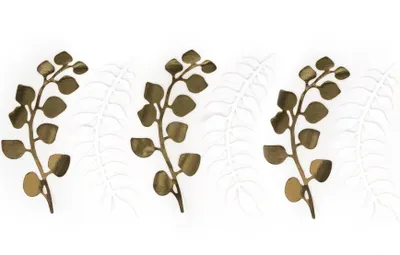 Produktbild von 6 Deko Zweige Eukalyptus Gold und Weiß 30 cm - Einheitsgröße