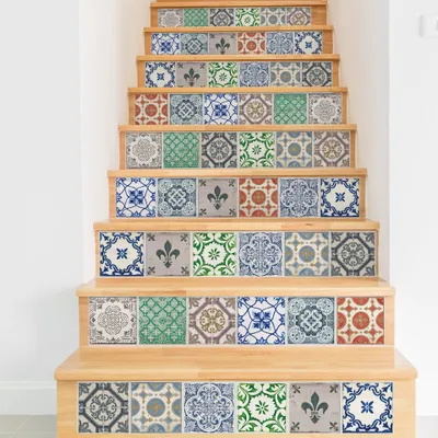 Produktbild von WALPLUS 24 PCS Klebefolie Fliesenoptik 15x15cm Küchenfliesen Wandabziehbilder Abziehbare Vintage Porzellanfliesen Mix Wandaufkleber DIY Fliesenaufkleber Dekoration