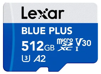 Produktbild von Lexar BLUE PLUS, 512 GB, MicroSDXC, UHS-I, 170 MB/s, Class 3 (U3), V30