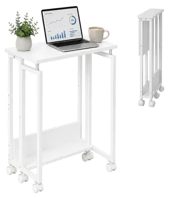 Produktbild von Relaxdays Schreibtisch klappbar, mit 6 Rollen, Computertisch, platzsparend, HBT: 75x60x50 cm, Arbeitstisch, Metall, weiß