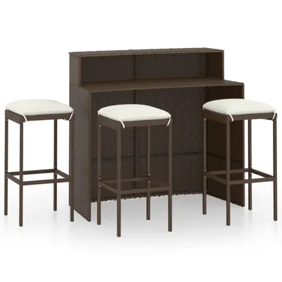 Produktbild von vidaXL 4-tlg. Gartenbar-Set mit Kissen Braun