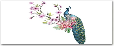 Produktbild von Tulup® Leinwandbild - 125x50 cm - Wandkunst - Drucke auf Leinwand - Leinwanddruck  - Tiere - Mehrfarbig - Pfau und Blumen