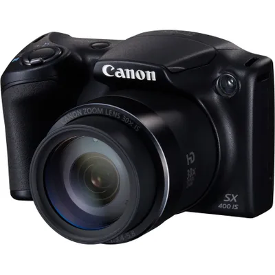 Produktbild von Canon PowerShot SX400 IS, 16 MP, 4608 x 3456 Pixel, CCD, 30x, HD, Schwarz