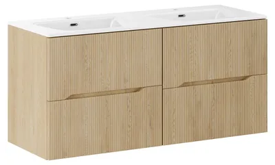 Image de Ensemble de salle de bain de 120 cm comprenant un meuble vasque, 2 armoires et 2 tiroirs