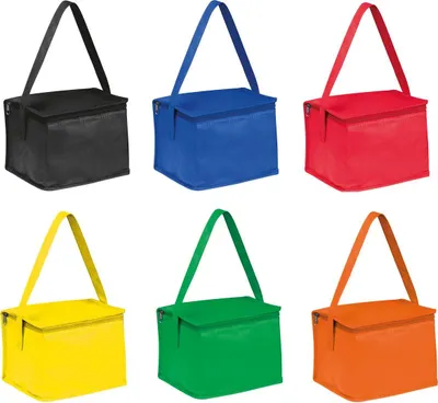 Produktbild von 6x Kühltasche für je 6 Dosen à 0,33l / je 1x schwarz,blau,rot,grün,gelb, orange