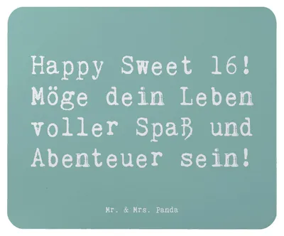 Produktbild von Mr. & Mrs. Panda Mauspad Spruch 16. Geburtstag Glück - Meeresbrise - Geschenk, computer mousepad, Mouse Pad, pc, besondere Geschenke, Freunde und Familie, Happy Birthday