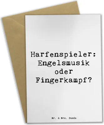 Produktbild von Mr. & Mrs. Panda Grußkarte Spruch Harfe Melodien - Weiß - Geschenk, himmlisch, Lernen, osterkarten, Instrument, Elegant, osterkarte, einladungskarten, Musik, Musikhumor