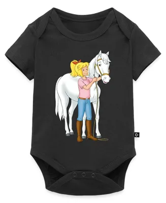 Produktbild von Spreadshirt Bibi Und Tina Bibi Mit Stute Sabrina Kurzarm Tages Baby Body, 86 (12-18 M.), Schwarz