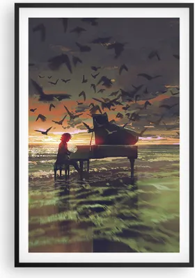 Produktbild von Gerahmtes Poster - Schwarzer Rahmen - Klaviermusik - 61x91,5 cm - Wand Bild - Wanddeko - Wandbilder - Kunstposter - Wandposter - Bilderrahmen - Bilder - Kunstdruck - Wandbild - P2BPA61x91-3911