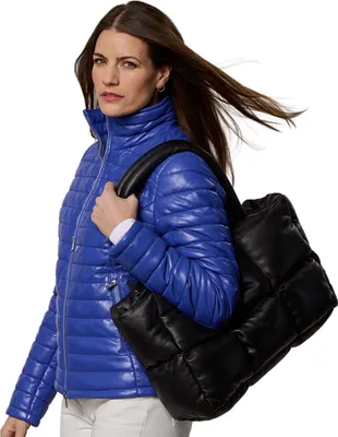 Produktbild von Jilani Collection - Damen Lederjacke Steppjacke Lammnappa blau : 48