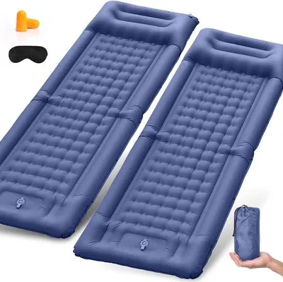 Image de Sac de couchage d'extérieur isolant, épaisseur 11 cm, ultraléger, imperméable, avec pompe à pied et oreiller, pour le camping, la randonnée et les voyages