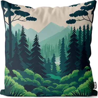 Produktbild von VOID Cartoon Wald Landschaft Kissenbezug Kissenhülle Polyester wasserfest Outdoor Garten Kissen Deko