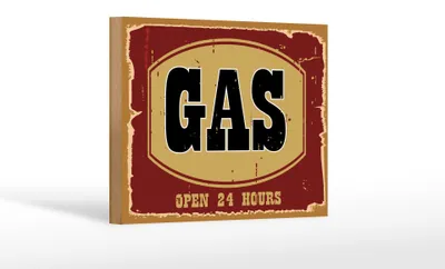 Produktbild von Holzschild Hinweis 12x18cm GAS open 24 hours