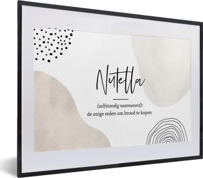 Produktbild von MuchoWow® Gerahmtes Poster Nutella - Sprichwörter - Zitate - Nutella Definition - Wörterbuch 40x30 cm - Poster mit Schwarzem Bilderrahmen Wandposter Rahmen Foto Bilder - Bilderrahmen - Poster im Rahmen