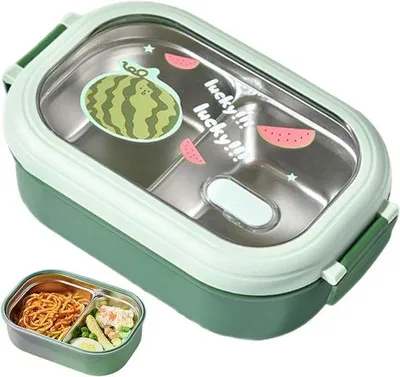 Image de Compartiments pour boîtes à lunch RVS pour adultes et grandes boîtes à salade pour enfants