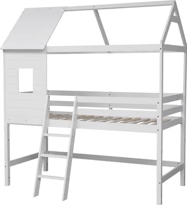 Image de Lit cabane mezzanine pour enfant 190x90cm blanc MARGOT