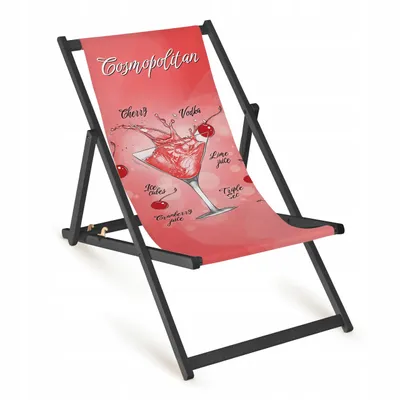 Zdjęcie produktu dla Drewniany leżak „Cosmopolitan” z czarnym stelażem – leżak ogrodowy, na zewnątrz i na balkon