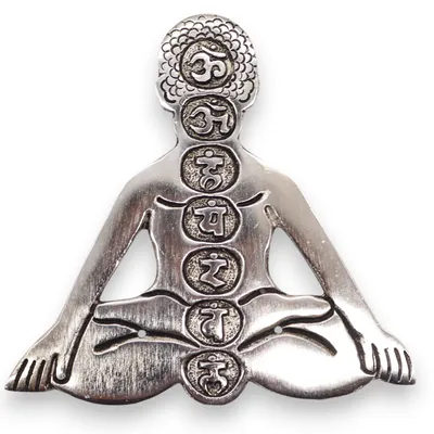 Imagen del producto de Porta-incienso Yoga Siete Chakras de Aluminio Pulido 12x12cm